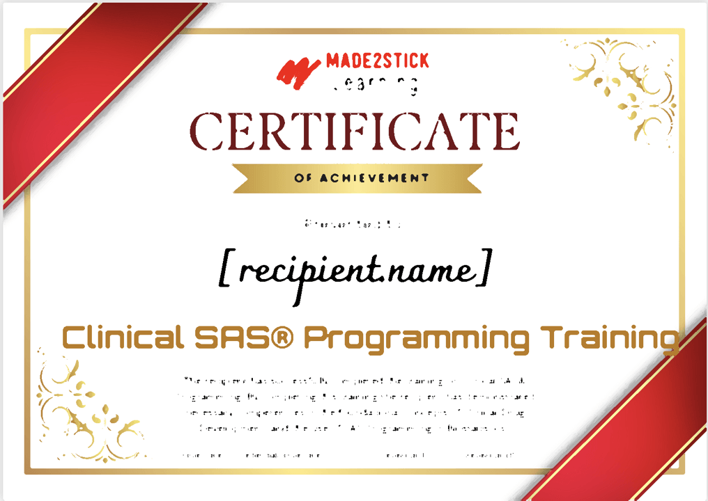 Clinical SAS Certificate of Completion